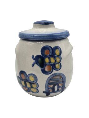 MA Hadley Pottery Honeybee Sweets To The Sweet Honey Jar With Lid Country Bee